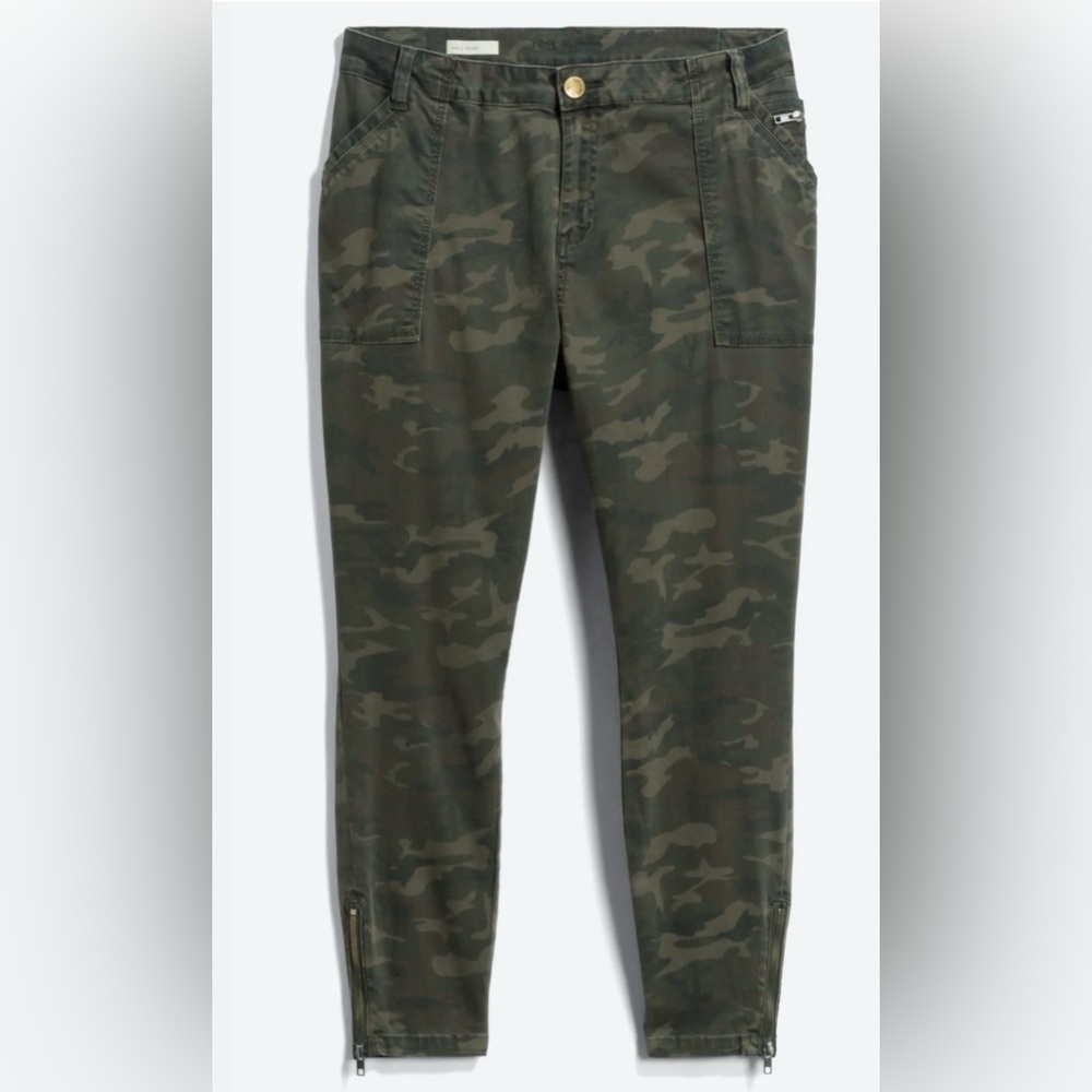 KUT FROM THE KLOTH Green Camo Print Skinny Jeans Zipper